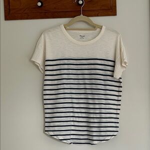 Madewell Cream and Navy Striped Tee